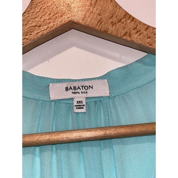 Babaton Aritzia XXS Aqua Blue 100% Silk Sleeveless Mini Dress - Picture 5 of 7